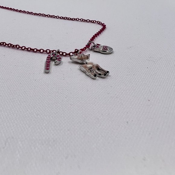 Rudolf, Candy Cane & BFF Enamel Charms 15” Pink Chain Necklace - Picture 7 of 7